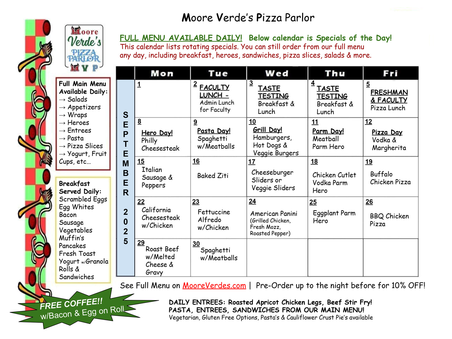 Daily Special Calender