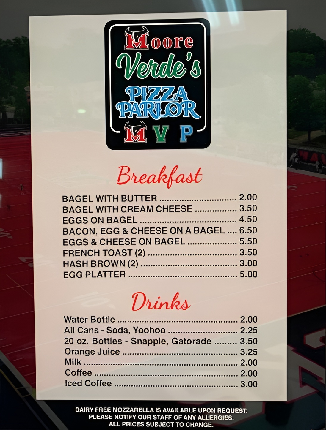 Moore Verde's Pizza Parlor Menu photos